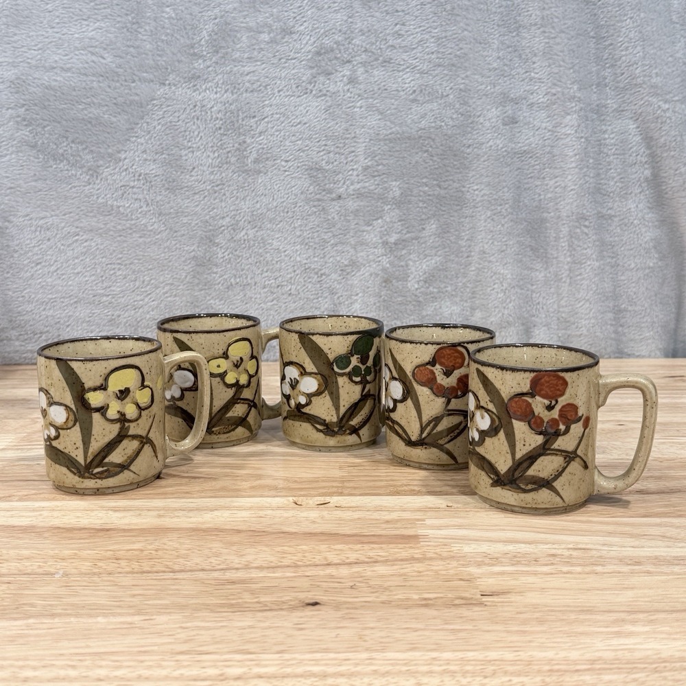 Otagiri Mugs Set of 5 Handmade Hand Painted Speckled Japan Vintage Coffee Cups